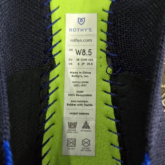 🐢 ROTHY'S The Square Toe Flats in Navy NWOT Size W8.5 - Picture 10 of 12